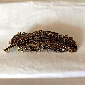 Bronze Rhinestone Feather Hair clip